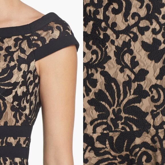 Tadashi Shoji Black Lace and Nude Evening Dress - Picture 7 of 10